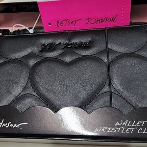 Betsey Johnson Black Wristlet Clutch